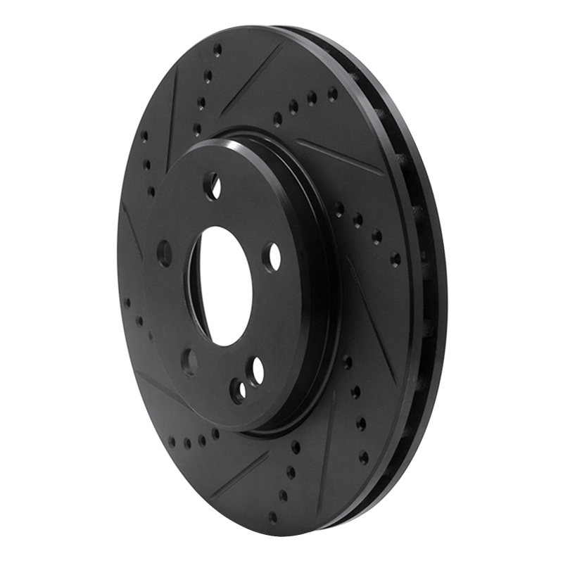 Mercedes-Benz B200 Brake Rotor (1) - Front Left - R1 Concepts - Drilled & Slotted - Black - `06-`11